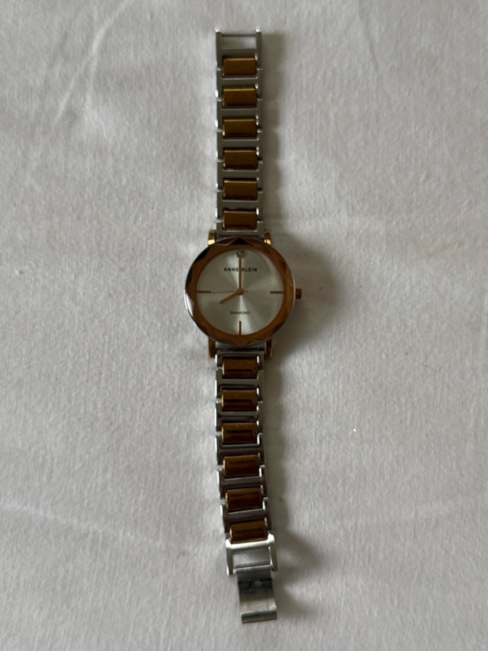 Anne Klein Two-Tone Silver and Brown Link Watch